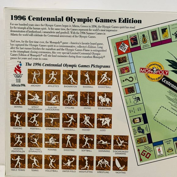 Vintage Monopoly Centennial Olympic Games Collector's Edition Game New Sealed - Picture 6 of 7